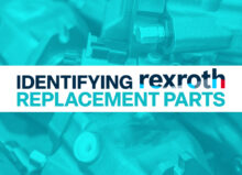 The words "Identifying Rexroth Replacement Parts" placed over a background of various piston pump components