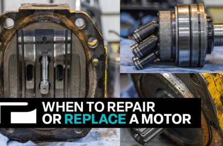 Several motors in different panels with the title "When to Repair or Replace a Motor' in a text box