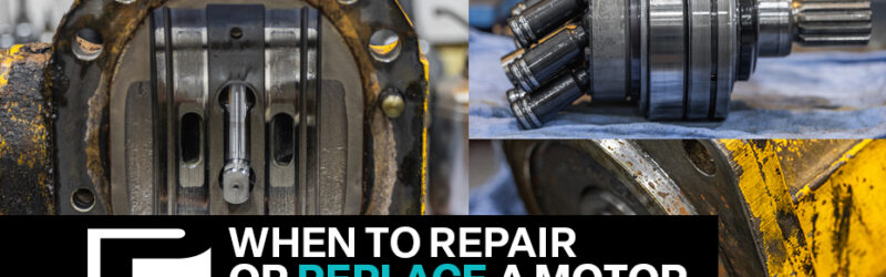 Several motors in different panels with the title "When to Repair or Replace a Motor' in a text box